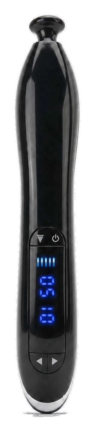 Sub-Zero Nova handheld cold atmospheric plasma skincare device in gloss black with blue LED display