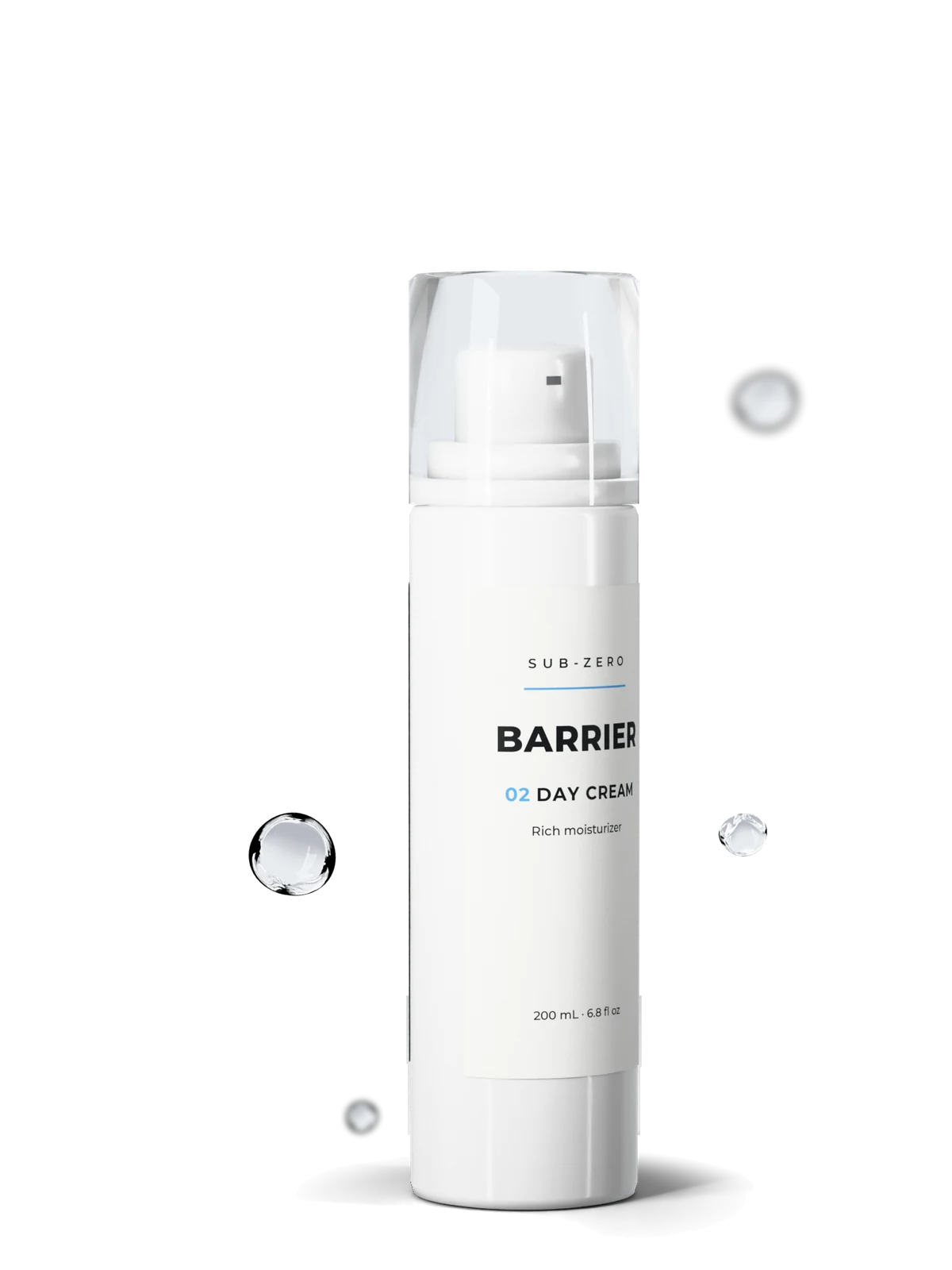 The Day Cream at an angle with drops of water