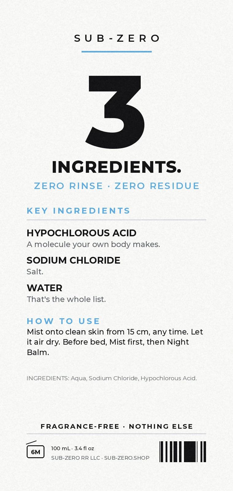 The full back label of the Mist
